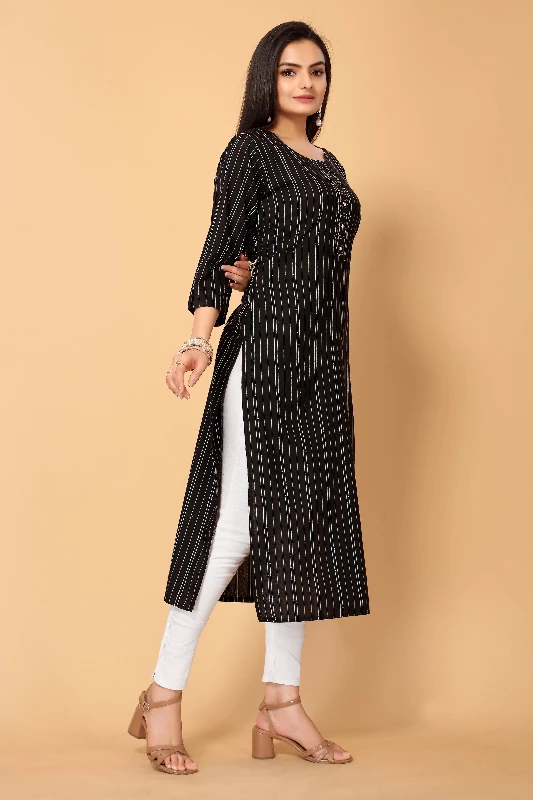 Traditional Function Wear Poly Cotton Readymade Kurti, Black-3.webp